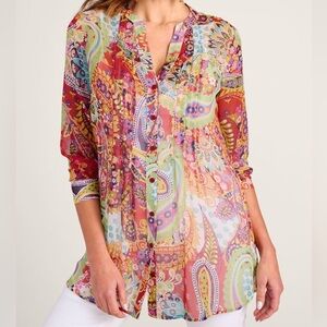 Soft Surroundings Paisley Park Sheer Chiffon Tunic, Small